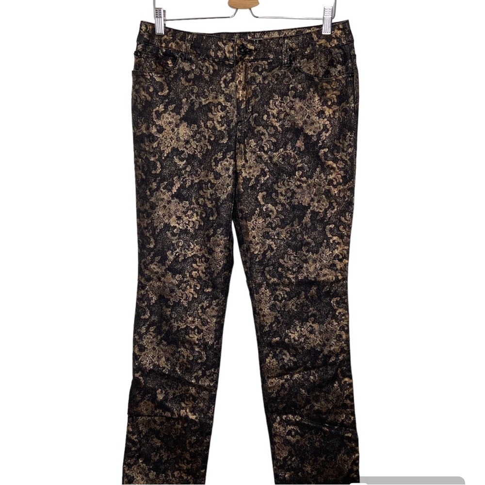 Chico’s Platinum Denim Black & Gold Jeans